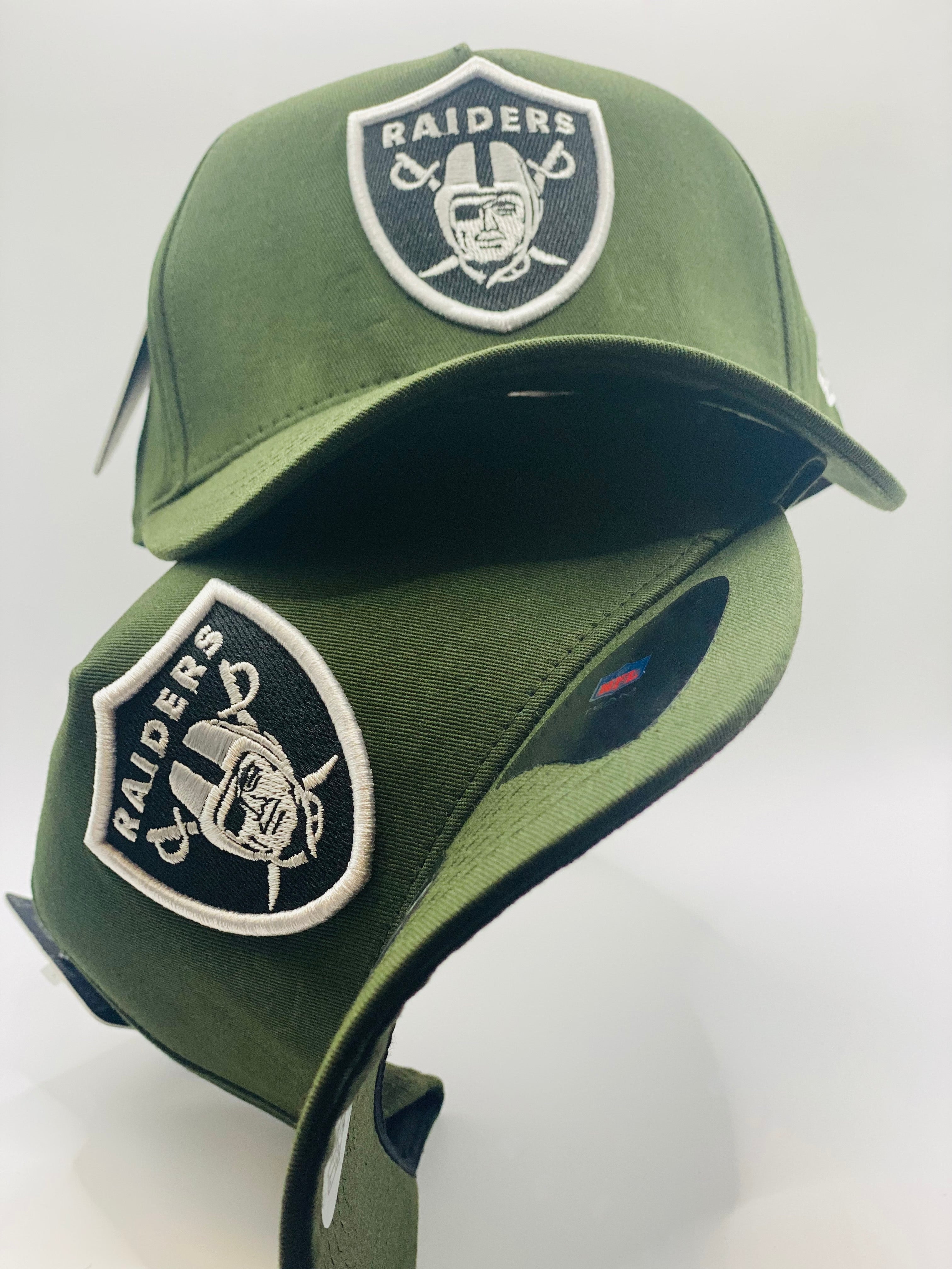 Las Vegas Raiders khaki green and Precision 9FORTY A Frame Snapback 1. BRAND.iT DESIGNS