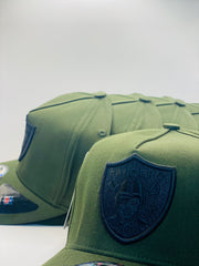 Las Vegas Raiders Khaki Green And Solid Black Precision 9FORTY A-Frame Snapback 1.9